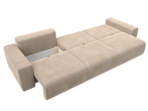 Диван прямой Лига-036 Классик Лонг Велюр бежевый - Вид 9