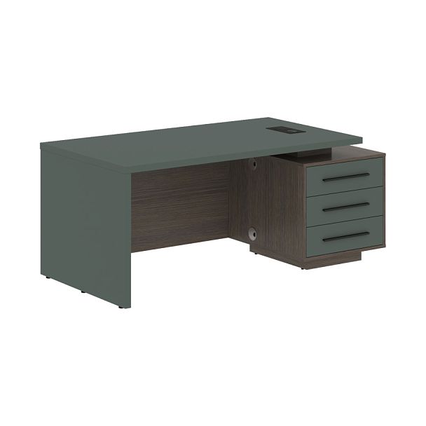 Стол руководителя с тумбой VCT 1890(R) Нефрит/Черный матовый/Дуб Сильвер 1800х900х750 VELION - Вид 1