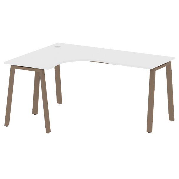 Metal System Стол криволинейный левый на А-образном м/к БА.СА-4 (L) Белый/Мокко металл 1600*1200*750 - Вид 1