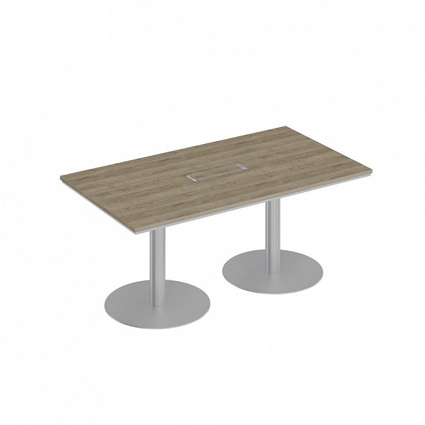 Стол для переговоров на круглых опорах-колоннах "City" СИ 153 дуб гладстоун светлый/белый премиум - Вид 1