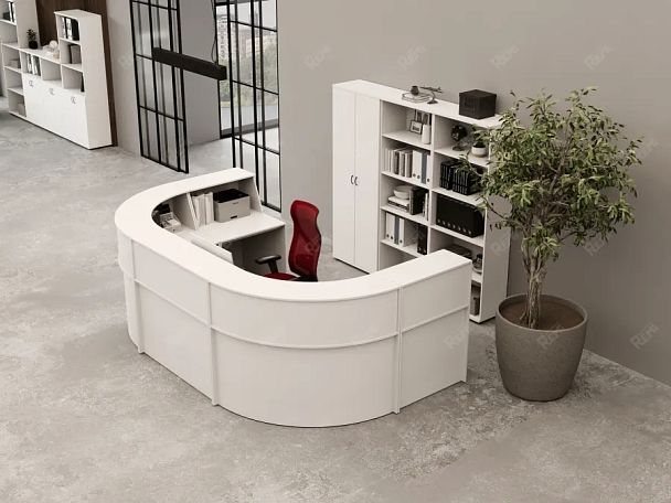 ЛАЙТ / LIGHT RLG068-11x8 Блок ресепшн с полкой 110x80x125 Белый - Вид 5