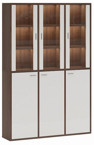 Шкаф-витрина Домино СУ(ш3в2)+3ФГ+3ФС Белый/Шамони - Вид 1