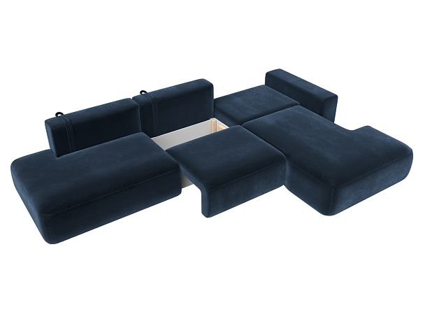 Диван угловой Лига-036 НПБ Модерн Лонг правый угол Велюр синий - Вид 8
