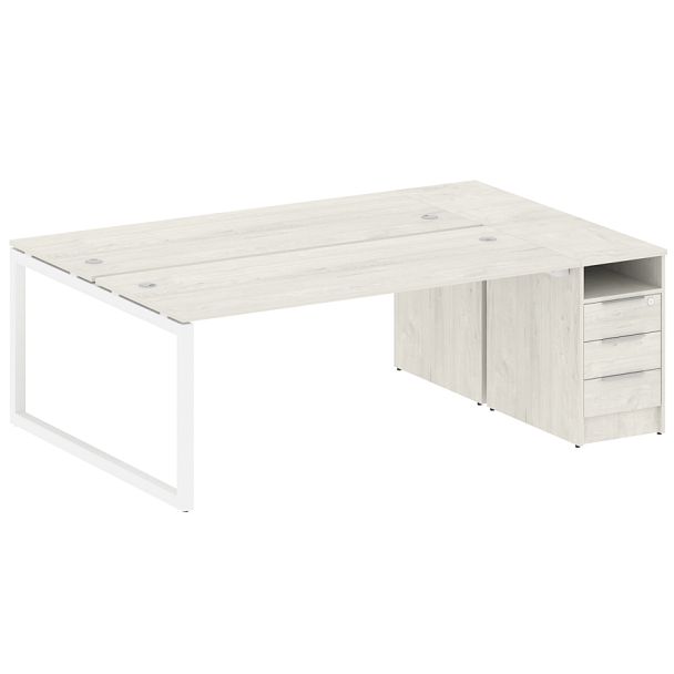 Metal System Quattro Р. ст. с тумбой на О-образном м/к 50БО.РС-СТП-2.5 Дуб наварра/Белый металл 2212*1475*750 - Вид 1