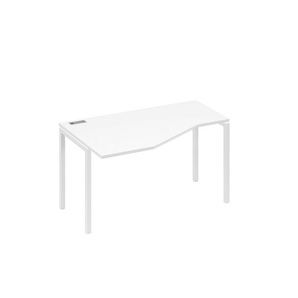 Стол эргономичный левый "Техно"на металлокаркасе DUE A4 А4 Б2 053 БП белый премиум / металлокаркас белый - Вид 1