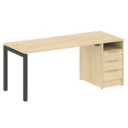 Metal System Quattro Р. ст. с тумбой на П-образном м/к 50БП.РС-СТП-1.3 Акация/Антрацит металл 1812*720*750 - Фото предпросмотра