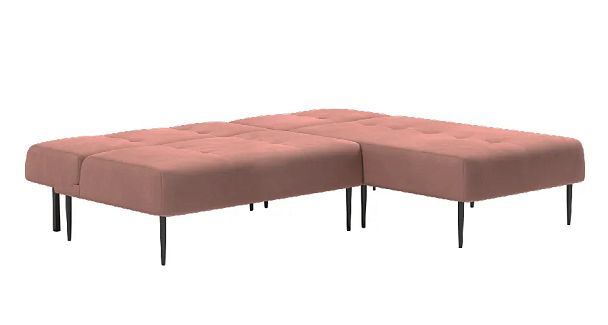 Monaco диван-кровать с шезлонгом, без подлокотников, бархат пудровый 15 - Вид 7