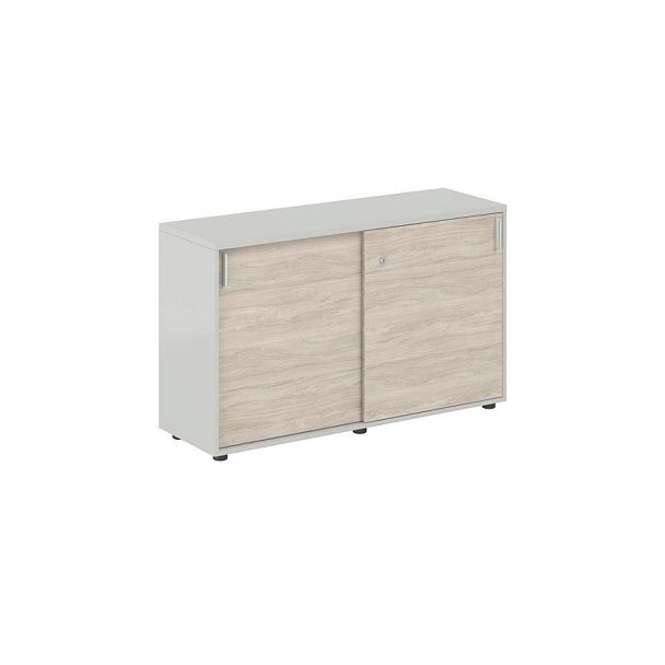 Шкаф купе 1238х400х750 низкий, с замком / корпус цвет: серый бархат, фасады: дуб светлый Сигма / Sigma - Вид 1