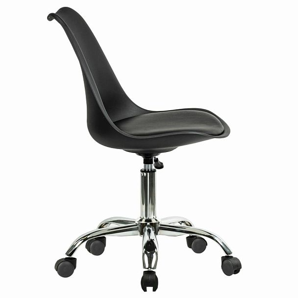 Кресло стул BRABIX "Eames MG-310 CH", хром, пластик черный, экокожа черная, 532925 - Вид 4