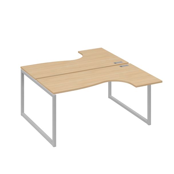 Рабочая станция QUATTRO (2х160) столы Классика эргономичные A4 А4 Б4 182 БП натуральный дуб / металлокаркас серый - Вид 1