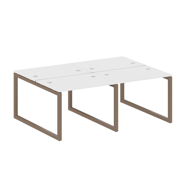 Metal System Quattro Р. ст. на 4 раб. места на О-образном м/к 50БО.СМ-4.1 Белый/Мокко металл 2000*1475*750 - Вид 1