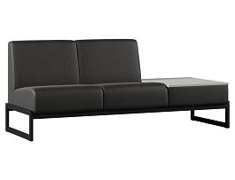 Диван Everprof Solo двухместный со столиком слева Металл Черный Экокожа Черный ЛДСП Серый - Фото предпросмотра