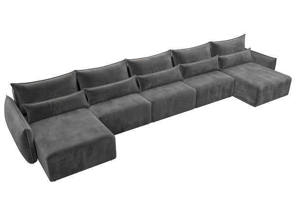 Диван п-образный Лига-051 НПБ МегаЛонг Велюр серый - Вид 6