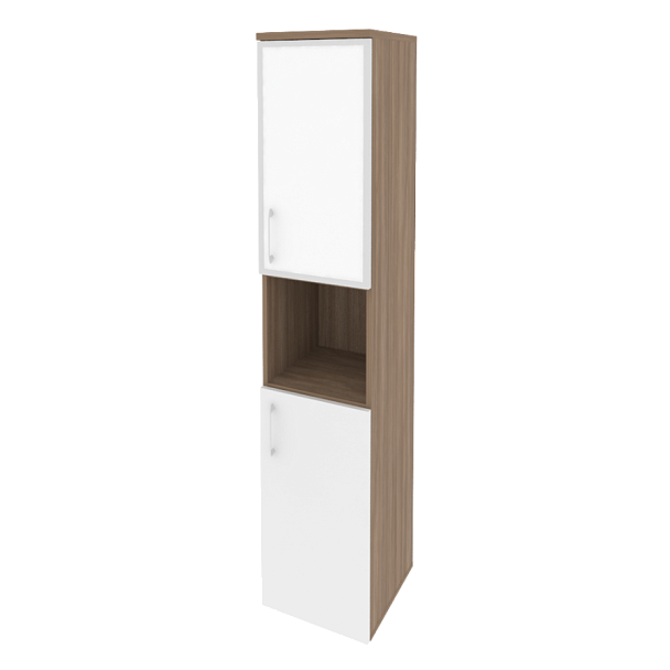 Onix Шкаф высокий узкий правый O.SU-1.4 R (R) white Дуб аризона/Белый бриллиант/Стекло white 400*420*1977 - Вид 1