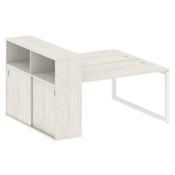 Metal System Quattro Р. ст. с шкафом-купе на О-образном м/к 50БО.РС-СШК-2.3 Т Дуб наварра/Белый металл 1810*1475*1098 - Вид 1