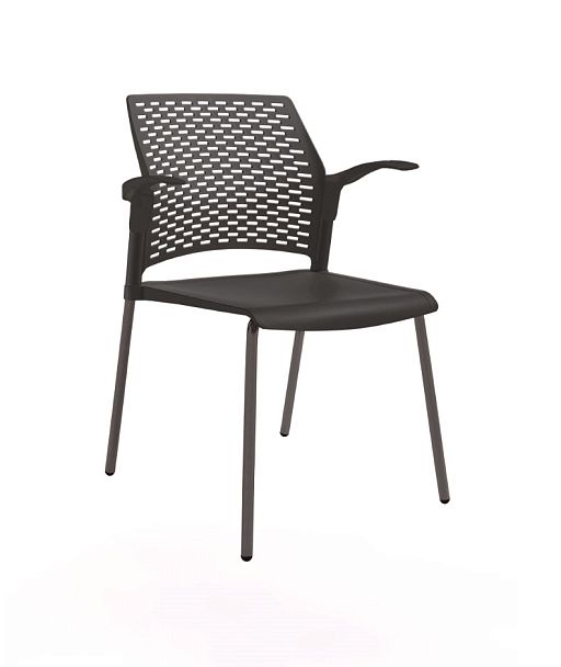 REWIND стул с открытыми подлокотниками каркас черный/пластик черный "Кресла для посетителей"  ТК-001854000016 черный - Вид 1