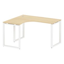 Metal System Стол криволинейный левый на О-образном м/к БО.СА-3 (L) Акация/Белый металл 1400*1200*750 - Фото предпросмотра