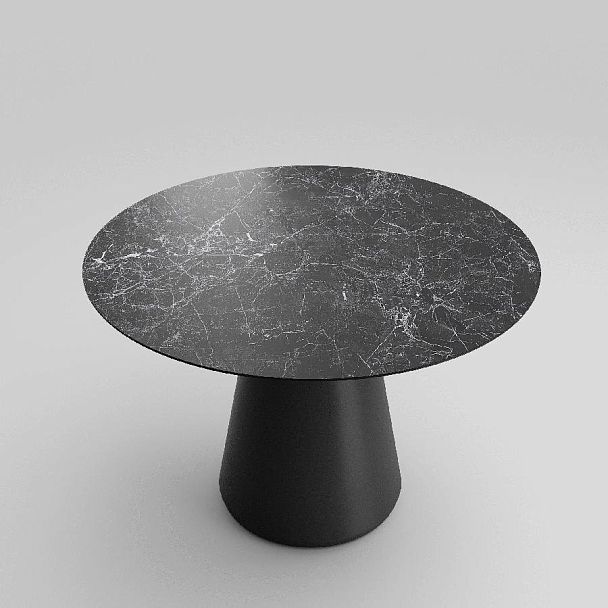 Стол круглый Ikon 100, керамика матовая, черная - Вид 2
