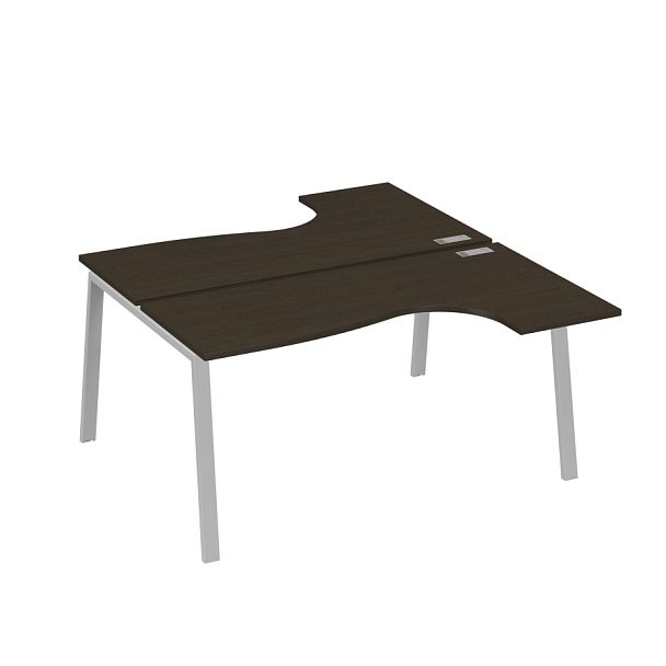 Рабочая станция на опорах TRE (2х160) столы Классика A4 А4 Б3 182  БП венге / металлокаркас серый - Вид 1