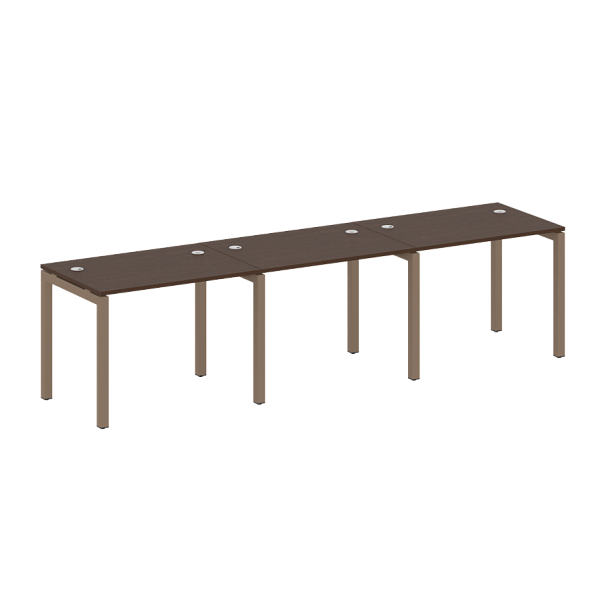 Metal System Quattro Р. ст. на 3 раб. места на П-образном м/к 50БП.СМ-3.1 Венге/Мокко металл 3000*720*750 - Вид 1