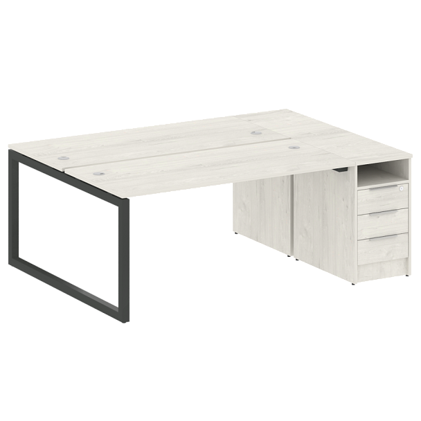 Metal System Quattro Р. ст. с тумбой на О-образном м/к 50БО.РС-СТП-2.4 Дуб наварра/Антрацит металл 2012*1475*750 - Вид 1