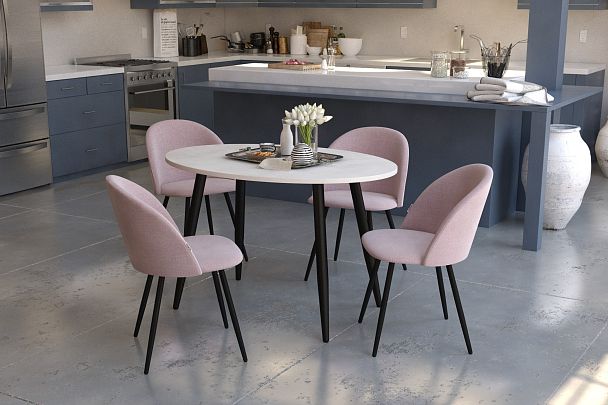 Стол Sheffilton SHT-TU104/120-80 МДФ овальный черный муар/бетон крем - Вид 8