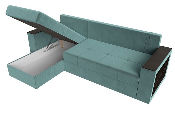 Диван угловой Дубай Лайт угол левый (полностью велюр бирюзовый) - Вид 7