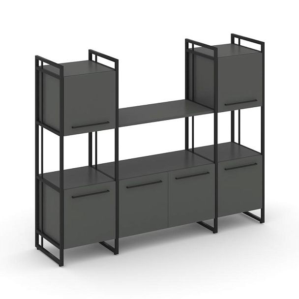 Rift Шкаф комбинированый RF.NS-002 Антрацит/Металл Черный 1598*396*1286 - Вид 1