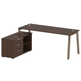 Metal System Р. ст. с тумбой на А-образном м/к БА.РС-СТС-2.5 (L) Венге/Мокко металл 1900*1520*750 - Фото предпросмотра