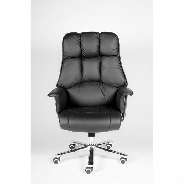 Кресло Президент / сталь + хром / черная  кожа - Вид 7