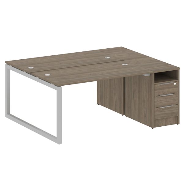 Metal System Quattro Р. ст. с тумбой на О-образном м/к 50БО.РС-СТП-2.3 Вяз/Серый металл 1812*1475*750 - Вид 1