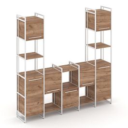 Rift Шкаф комбинированый RF.NS-001 Дуб Табак/Металл Белый 2020*396*2010 - Фото предпросмотра