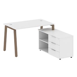 Metal System Р. ст. с тумбой на А-образном м/к БА.РС-СТС-2.2 (R) Белый/Мокко металл 1300*1520*750 - Фото предпросмотра