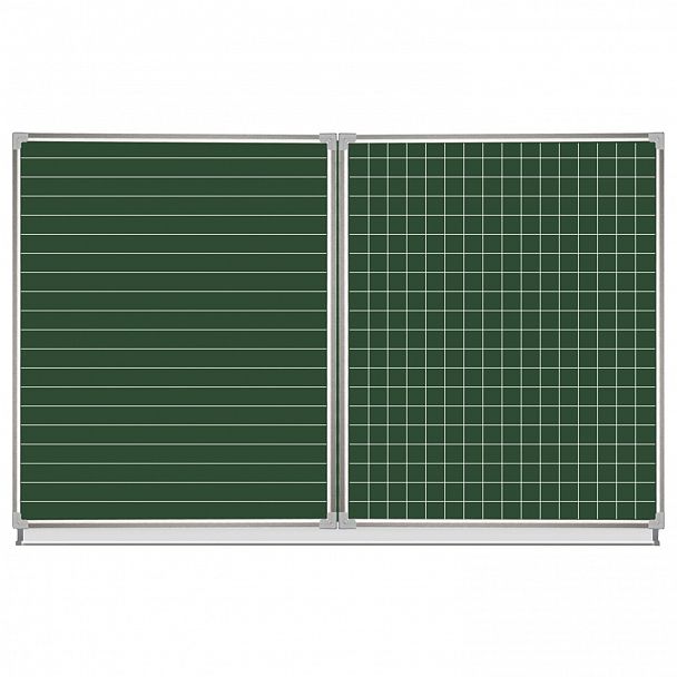 Доска для мела магнитная 3-х элементная 100х150/300 см, ДОПОЛНИТЕЛЬНАЯ ЛИНИЯ/КЛЕТКА, зеленая, STAFF, 238011 - Вид 3
