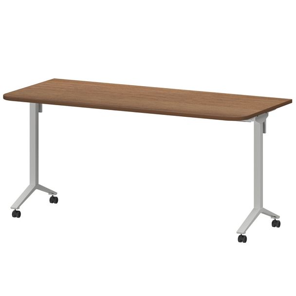 Стол мобильный складной радиусный МБ22-160.70Р Орех/Белый 1600x700x750 Моби - Вид 1