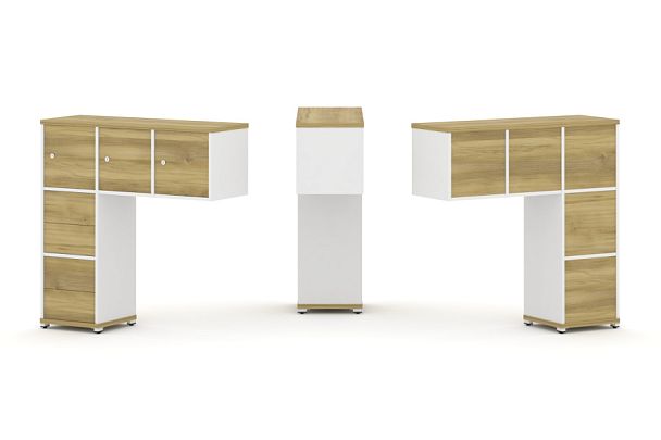 Concept Надставка низкая CN.ONN-005 Дуб Винченцо/Белый Бриллиант/Металл Белый 1099*365*1130 - Вид 1