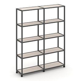 Shelf Mobile Стеллаж 5 уровней 2 секции VR.LT-STK-511.08 Денвер Светлый/Металл Антрацит 1570*400*2000 - Фото предпросмотра