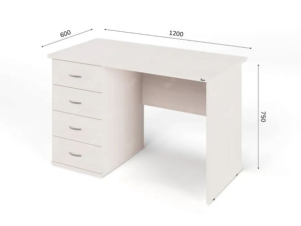 ЛАЙТ / LIGHT RLG007-12x6L Однотумбовый стол 120x60x75 Дуб Молочный - Вид 2