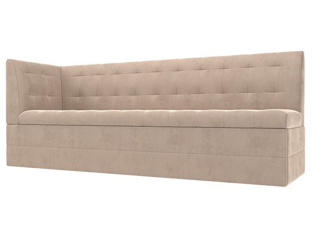 Кухонный диван Бриз с левым углом (полностью велюр бежевый) - Вид 1