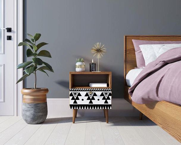 Тумбочка Berber с одним ящиком 19 принт арт BB06/Print_19, разноцветная - Вид 2