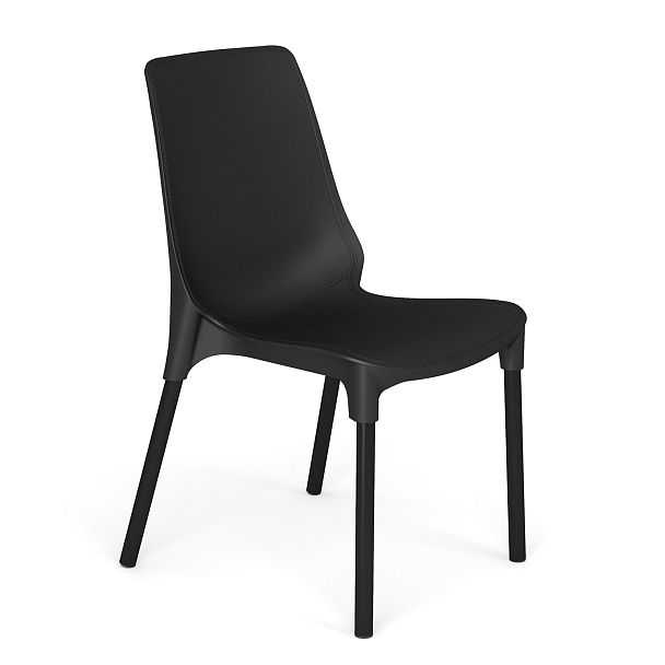 Стул для столовых, кафе, дома SHT-S75, черный металлический каркас, пластик черный, стопируемый - Вид 2