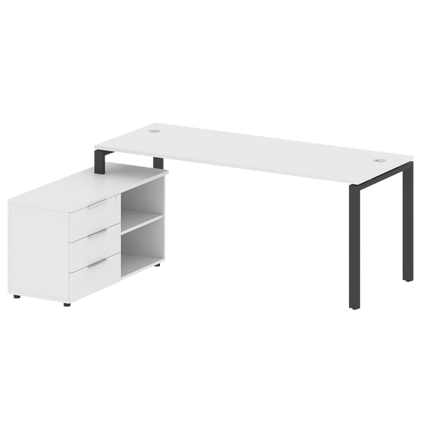 Metal System Р. ст. с тумбой на П-образном м/к БП.РС-СТС-2.5 (L) Белый/Антрацит металл 1900*1520*750 - Вид 1