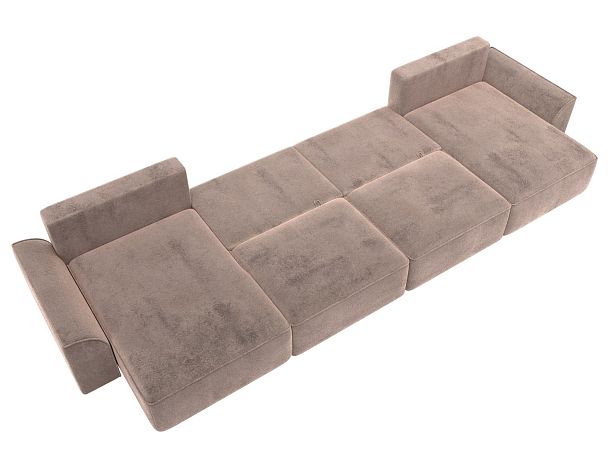 Диван п-образный Лига-048 НПБ лонг Велюр бежевый - Вид 9