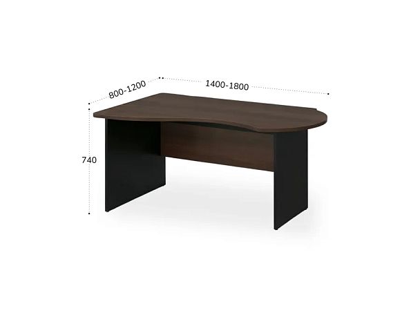 БЕРЛИН / BERLIN Стол асимметричный левый 1800х1200х740 Венге/Черный - Вид 2