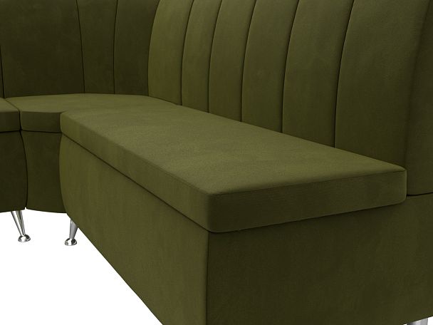 Кухонный угловой диван Кантри левый (полностью микровельвет зеленый) - Вид 4