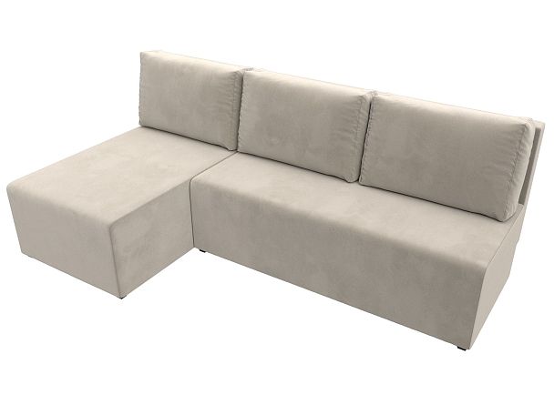Угловой диван Поло левый (полностью микровельвет бежевый) - Вид 5
