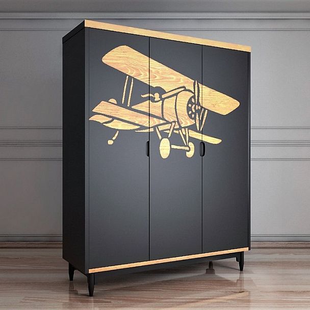 Шкаф 3х дверный с самолетом "Travel" TRV05G - Вид 2