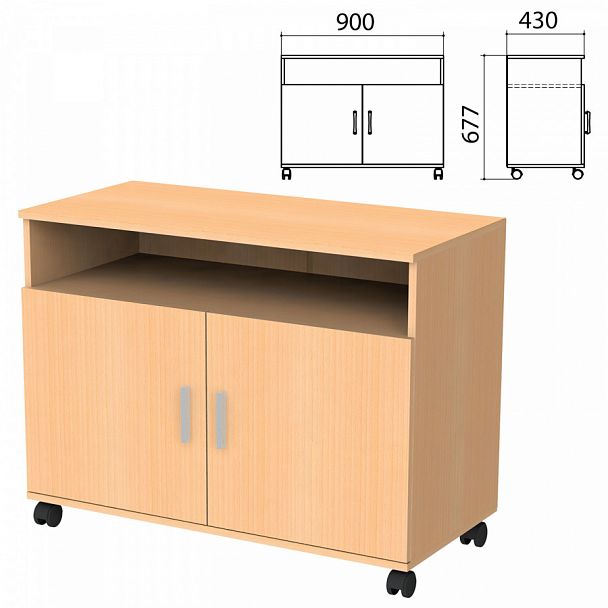 Тумба для оргтехники "Канц", 900х430х677 мм, 2 двери, цвет бук невский, ТК28.10 - Вид 1