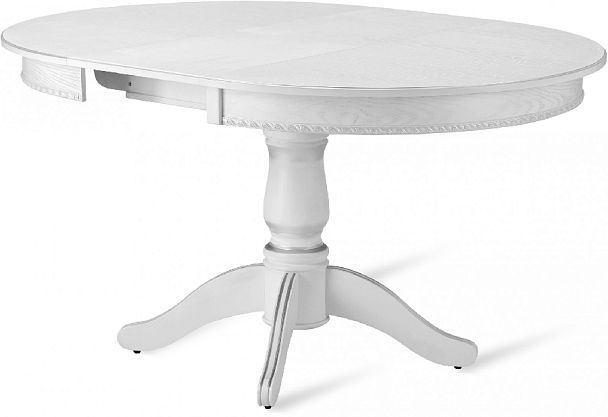 Стол деревянный раздвижной Вэлт D100(140)х100х76 Белый с серебряной патиной - Вид 3