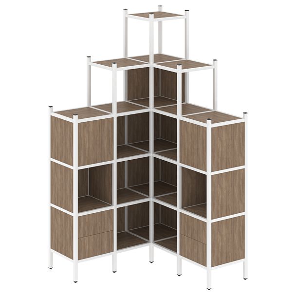 Loft Угловой внутренний стеллаж наборный VR.L-45 Дуб аризона/Белый металл 1278*1278*2280 - Вид 1